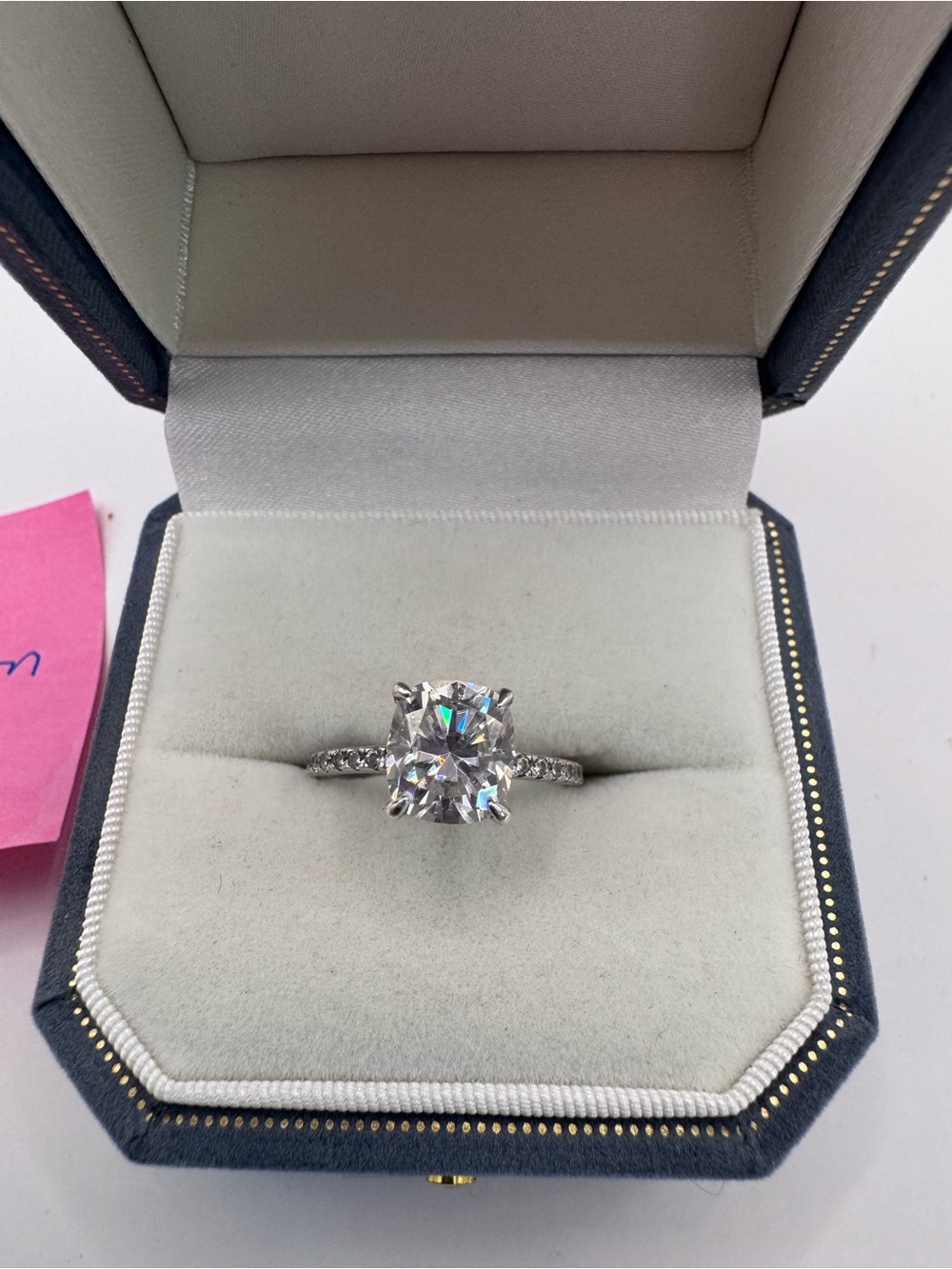 3.0 Carat Cushion Cut Moissanite Ring, D Color VVS1 Clarity, 925 S  size 8 - Picture 5 of 8
